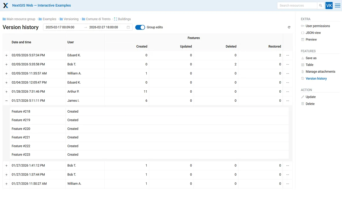 Control de versiones (NextGIS Web)