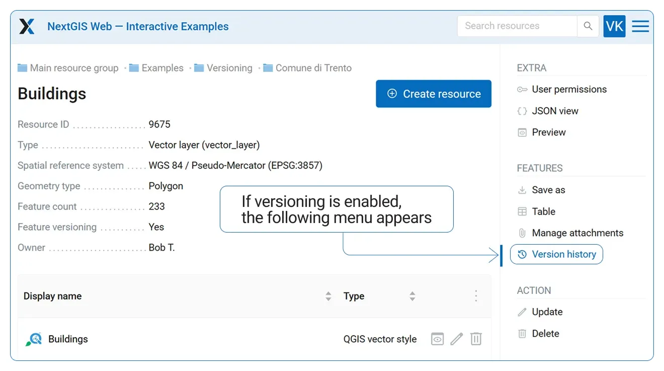 Versionado de capas vectoriales en NextGIS Web